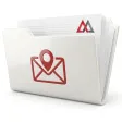 Virtual office and registered address documents in a white folder with a red envelope and location pin symbol and the MAXCORP logo